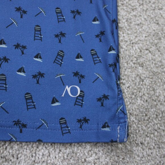 Anderson Ord AOP Polo Shirt Men Large Blue Beach All Over Print Poly Stretch S/S - Picture 6 of 16